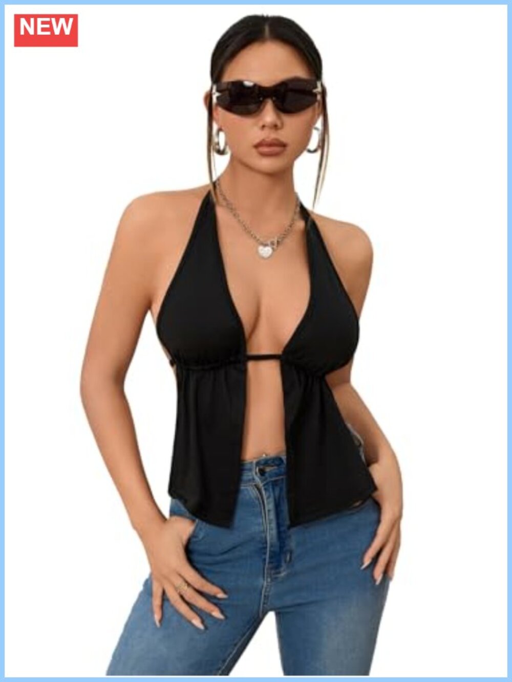 Open Back Halter Tie Backless Sleeveless Top